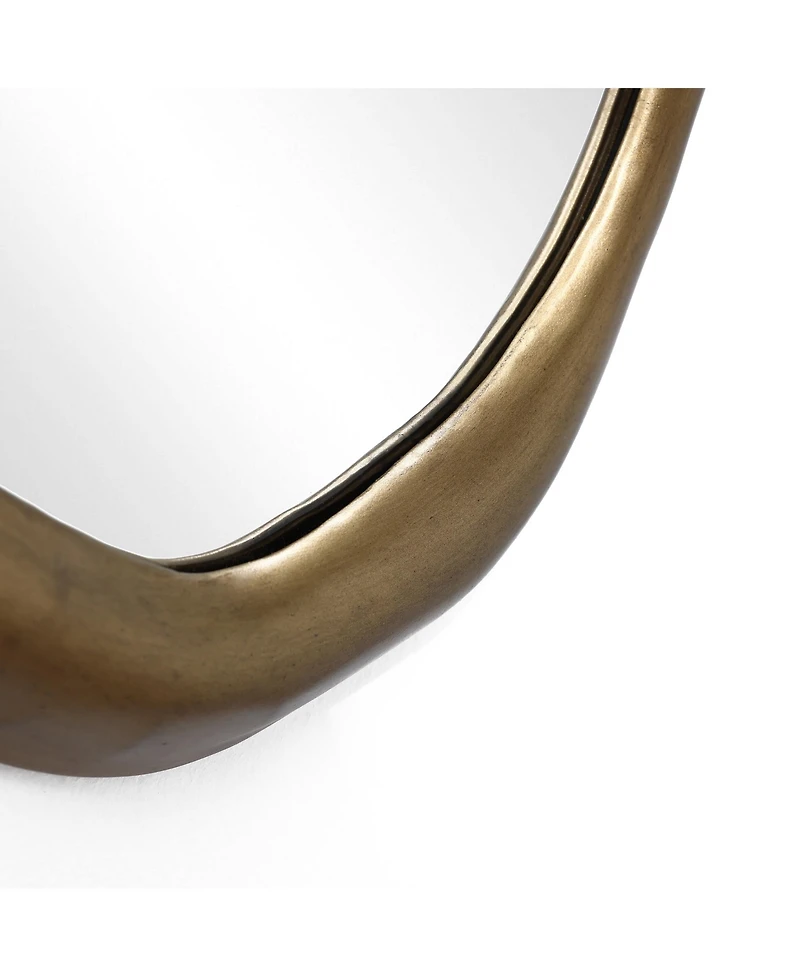 LuxenHome 29.5-Inch Oval Gold Iron Metal Frame Accent Wall Mirror