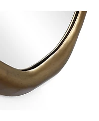 LuxenHome 29.5-Inch Oval Gold Iron Metal Frame Accent Wall Mirror