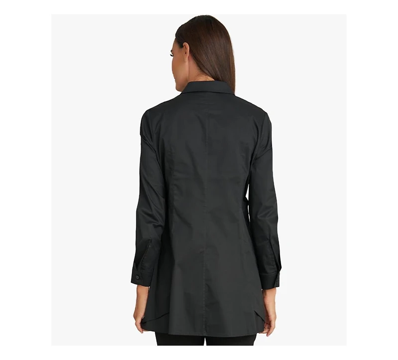 Stella Carakasi Women's Long Sleeves Cotton Poplin Diagonal Tuck Way Ahead Tunic