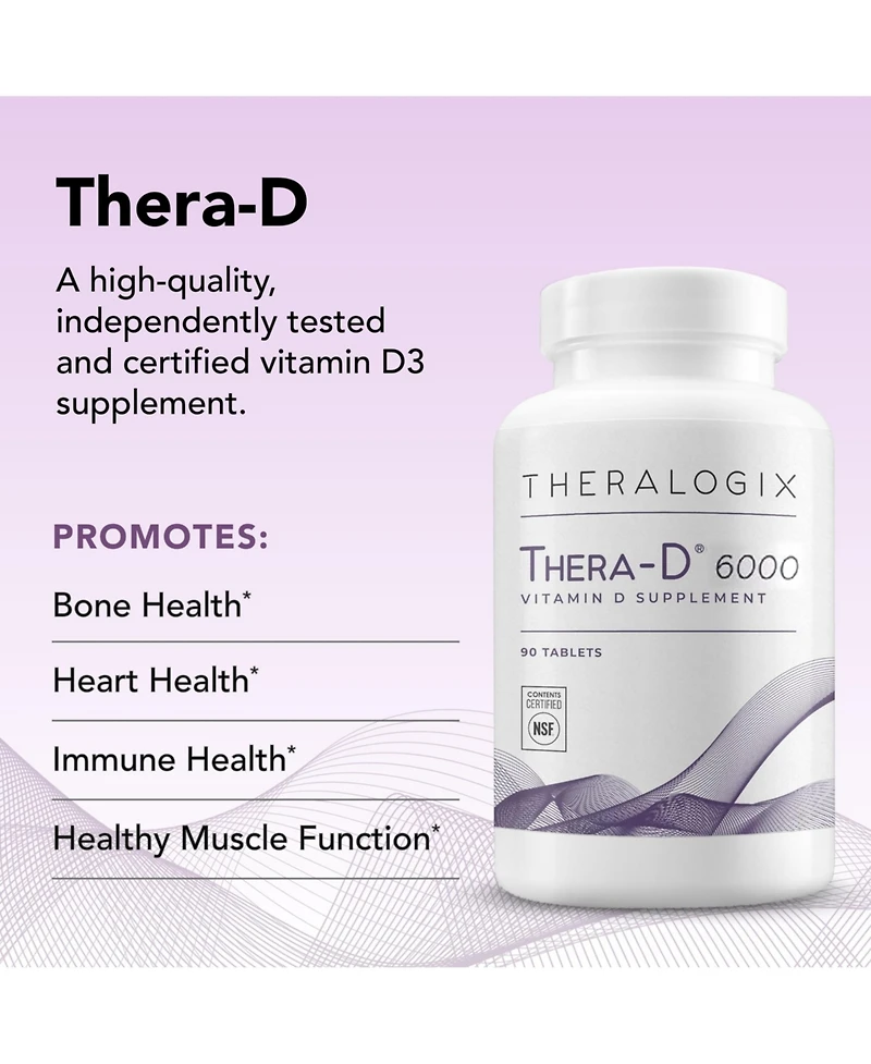 Theralogix Thera-d 6000 Vitamin D Supplement - 6,000 Iu (150 mcg) Vitamin D3 - 90-Day Supply - Immune Support Supplement for Women & Men