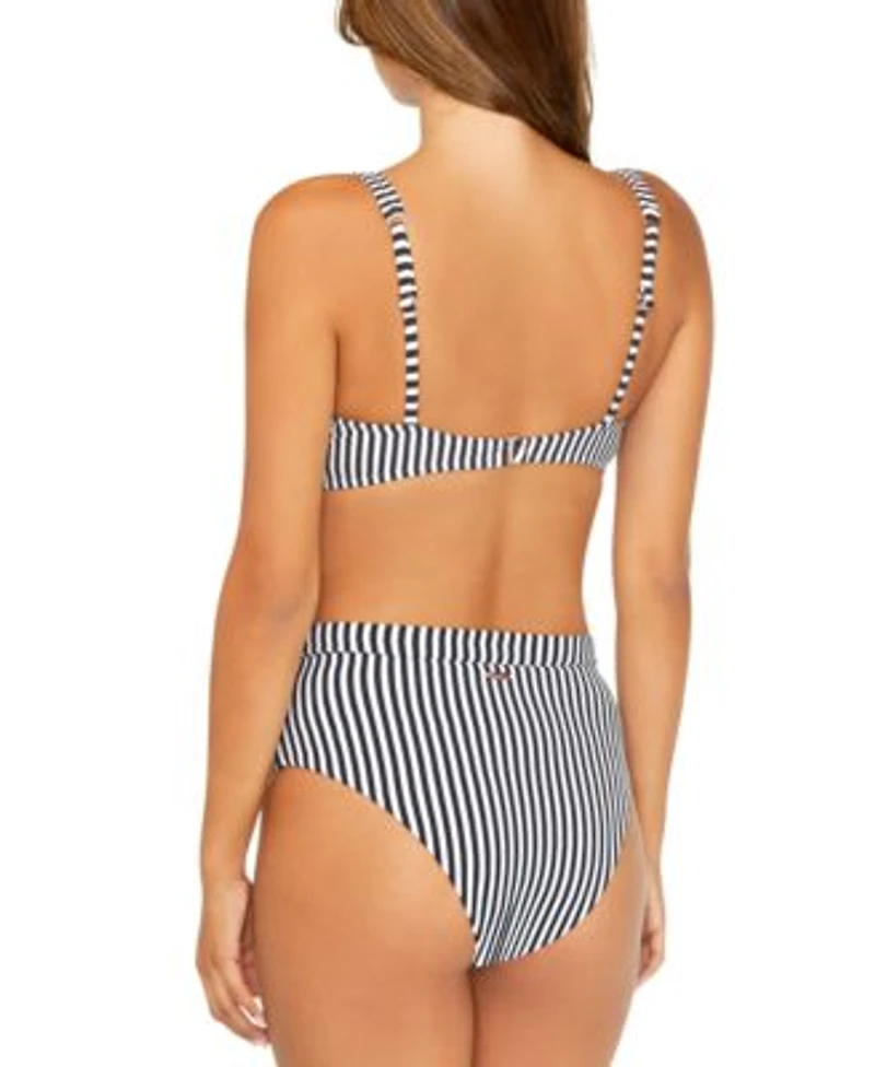 Raisins Juniors Printed Cutout Detail Bikini Top High Waisted Striped Bottoms