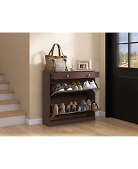 Streamdale Furniture Mirror Shoe Cabinet with 2 Tier Drawers