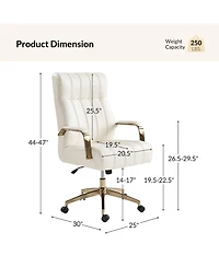 Hulala Home Uwe Modern Leather Ergonomic Executive Office Chair with Sgs International Certified Stainless Steel Gas Spring