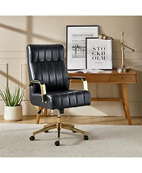 Hulala Home Uwe Modern Leather Ergonomic Executive Office Chair with Sgs International Certified Stainless Steel Gas Spring