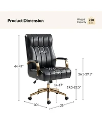 Hulala Home Uwe Modern Leather Ergonomic Executive Office Chair with Sgs International Certified Stainless Steel Gas Spring