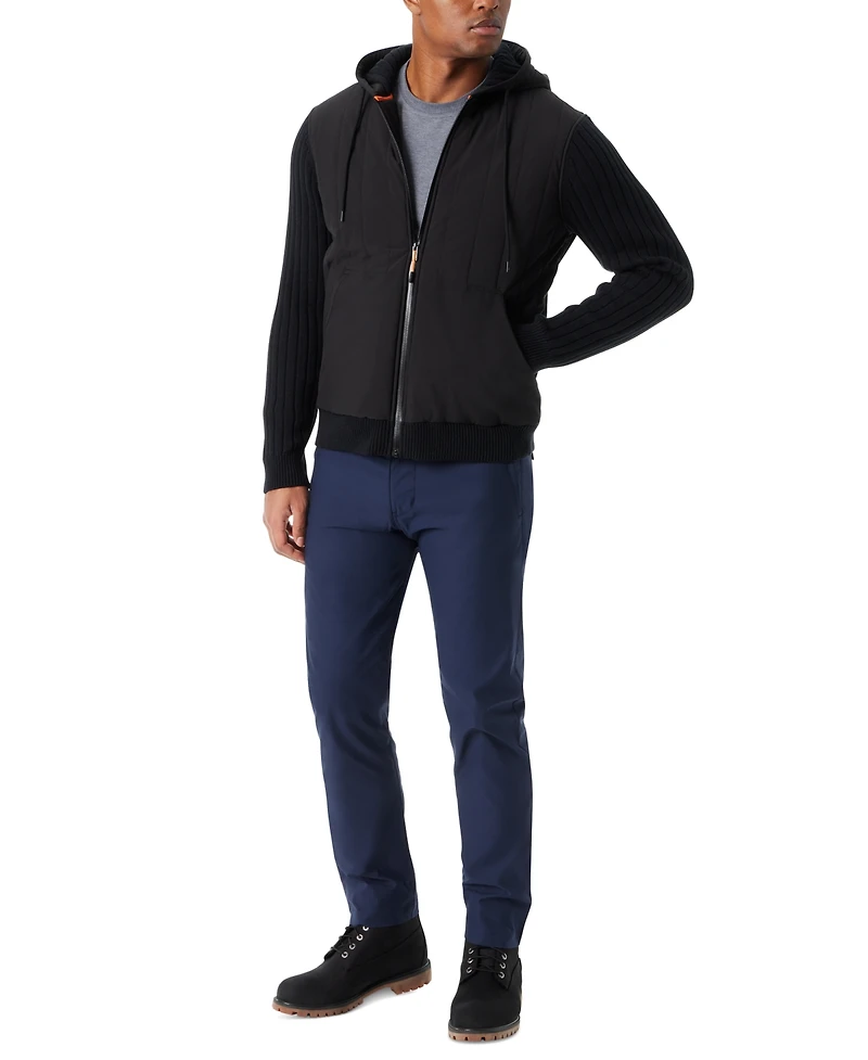 Bass Outdoor Men's Mixed Media Zip-Front Hooded Sweater Jacket