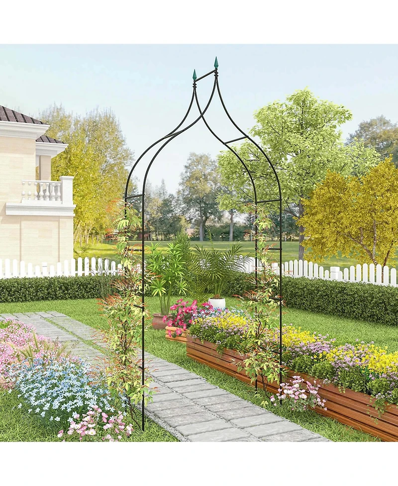 Costway 2 Pcs Garden Arbor with Multiple Side Crossbars Powder-coated Metal Tubes