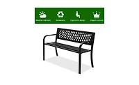 Slickblue 47-Inch Black Iron Bench with Pvc Mesh Backrest – Sturdy and Stylish Seating for Outdoor Spaces and Gardens