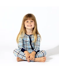 Bellabu Bear Baby Boys or Girls, Holiday Plaid Blue Convertible Footie