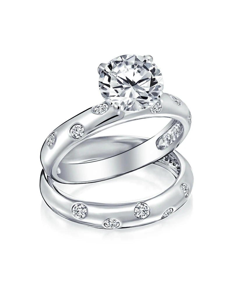 Bling Jewelry Etoile Cubic Zirconia 2CTW Cz Band Ring Set .925 Sterling Silver