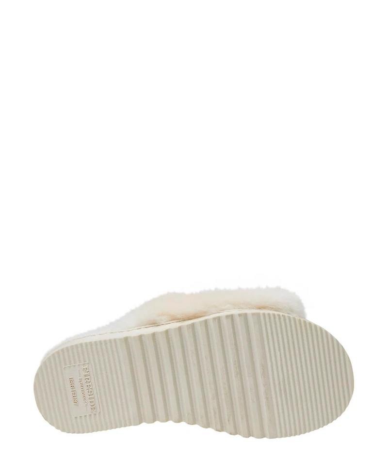 Fireside by Dearfoams Women's Cairns Genuine Shearling Fuzzy Slide Slipper