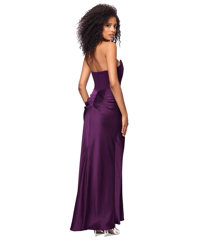 purple strapless dress macys Strapless Bustier Maxi Dress Purple