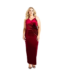 Standards & Practices Plus Asymmetrical Velvet Maxi Dress
