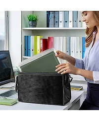 Sorbus Set of 3 Wide Hanging File Organizer Bin Clear Plastic Stackable for Document Storage