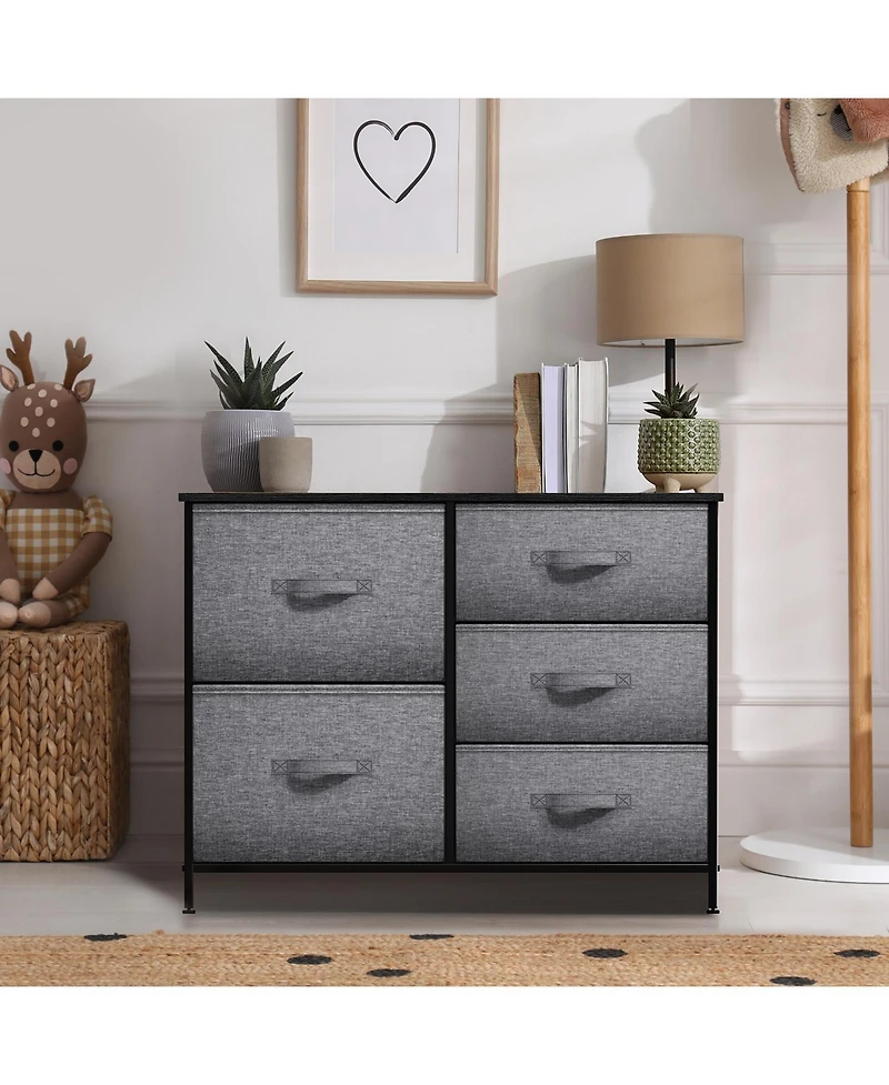 Sorbus Dresser with 5 Drawers - Storage Chest Organizer with Steel Frame, Wood Top, Handles
