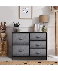 Sorbus Dresser with 5 Drawers - Storage Chest Organizer with Steel Frame, Wood Top, Handles