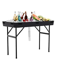 Costway 4 Foot Party Ice Folding Table Plastic with Matching Skirt