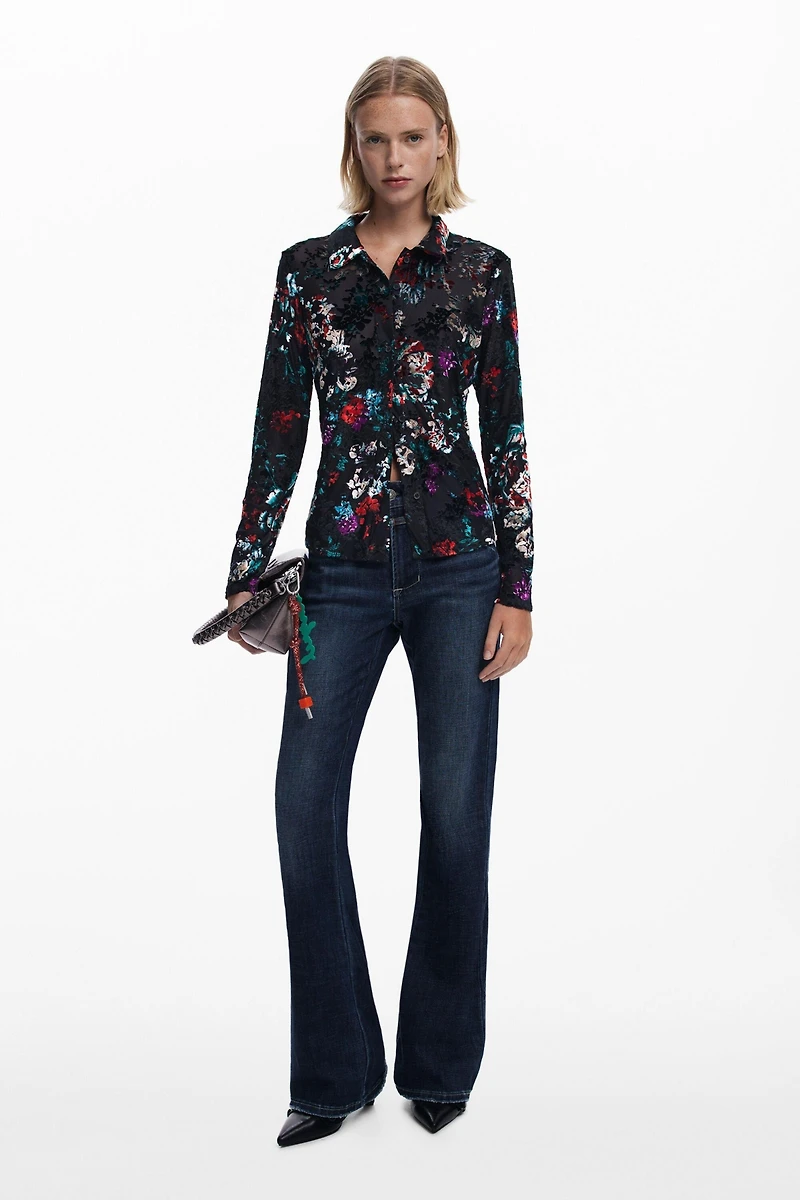 Desigual Women's Buttoned floral tulle T-shirt