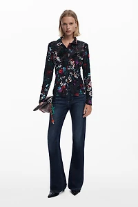 Desigual Women's Buttoned floral tulle T-shirt