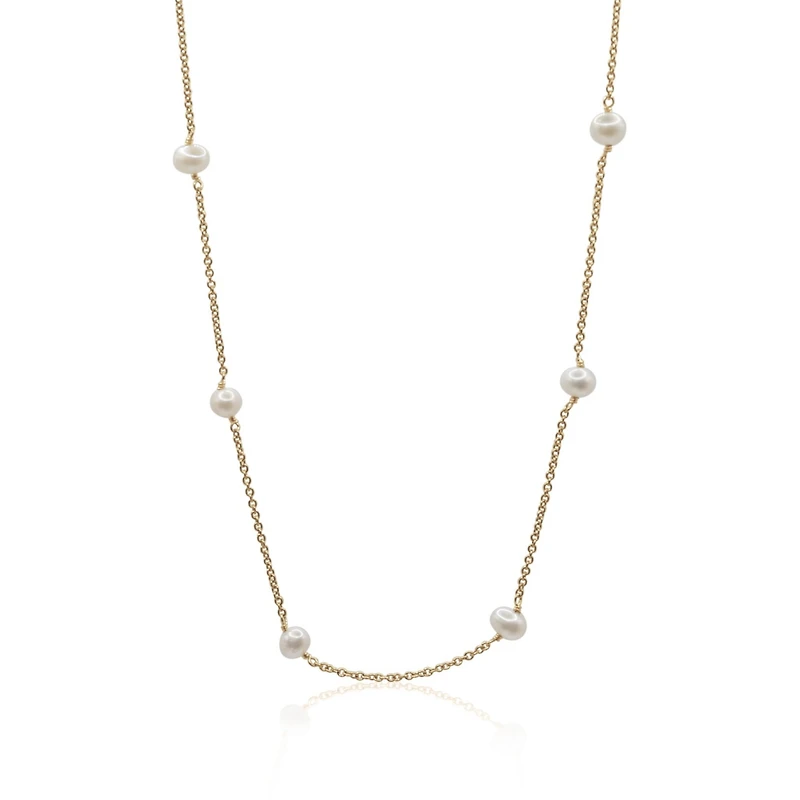 Non-Tarnishing Gold Filled Dainty Chain With 4mm Freshwater Pearls Necklace