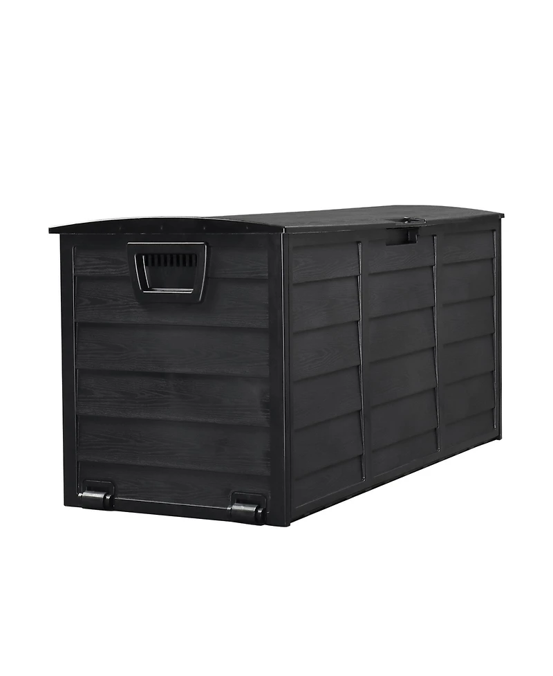 Slickblue Black Outdoor Garden Plastic Storage Deck Box - Lockable Chest for Tools, Cushions, and Toys