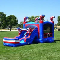 JumpOrange American Boxing Commercial Grade Bounce House Water Slide with Pool for Kids and Adults (with Blower), Basketball Hoop, Wet Dry Combo, Outd