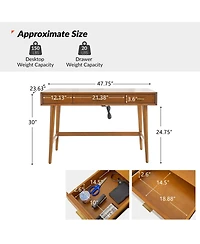 Hulala Home Toby Mid-Century Modern 48" Mid Century Computer Desk with Cable Management