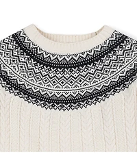 Hope & Henry Women's Organic Long Sleeve Fair Isle Cable Raglan Sweater