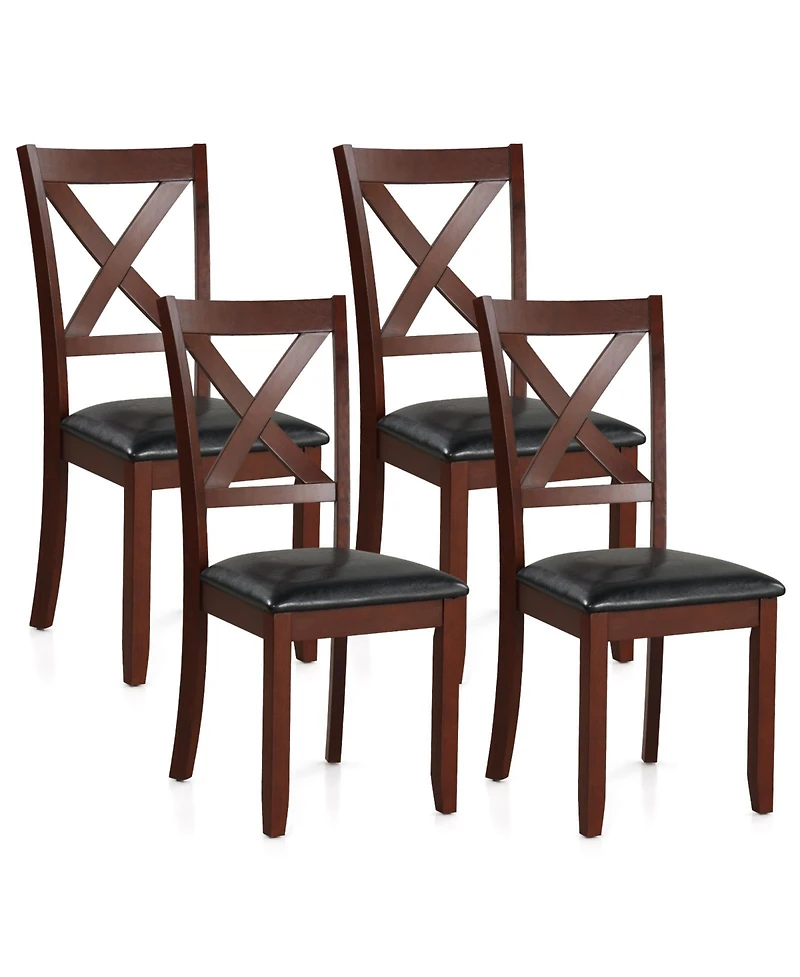 Sugift Set of 2 Wooden Kitchen Dining Chair with Padded Seat and Rubber Wood Legs