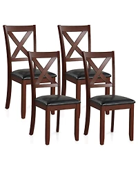 Sugift Set of 2 Wooden Kitchen Dining Chair with Padded Seat and Rubber Wood Legs