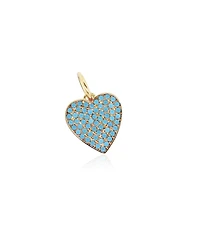 The Lovery Turquoise Pave Heart Charm 14K Gold