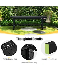 Skonyon 47 Inches Outdoor Chair with Slatted Seat and Plastic Coated Iron Frame