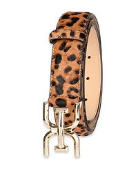 Sam Edelman Women's Double-e Plaque Buckle Exotic Print Belt