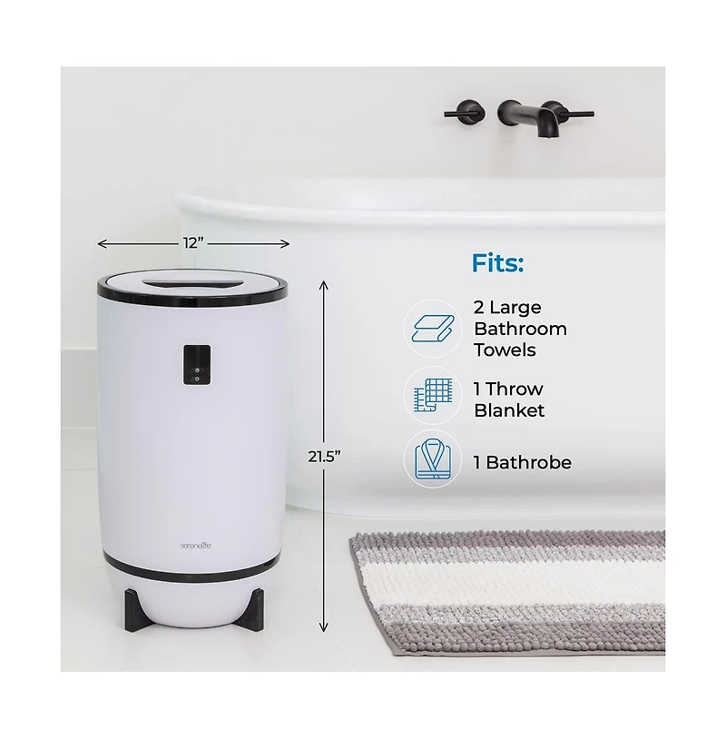 SereneLife Luxury Towel Warmer, Single Touch with Built-in Timer, Pink