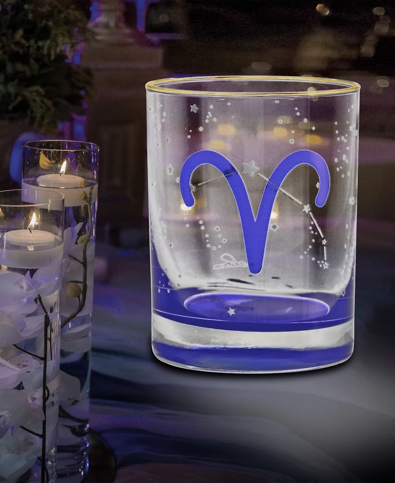 Culver Aries Zodiac Double Old-Fashioned Glass, Set of 2