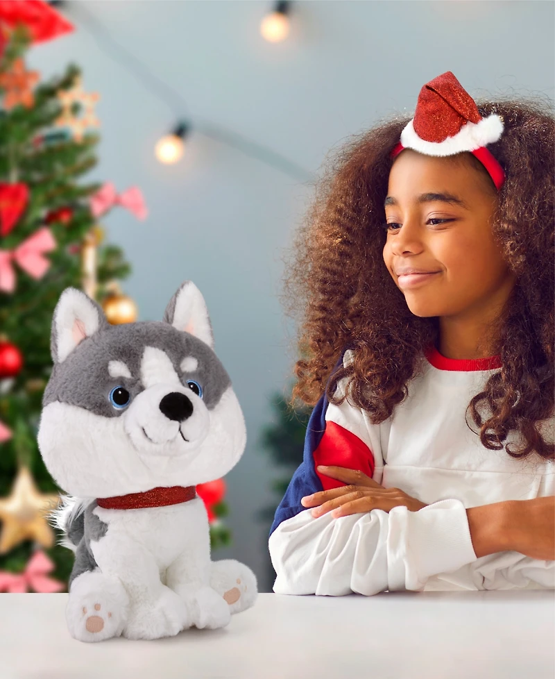 Geoffrey's Toy Box 10" Husky with Christmas Hat Plush Toy, Created for Macy's