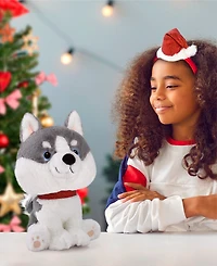 Geoffrey's Toy Box 10" Husky with Christmas Hat Plush Toy, Created for Macy's
