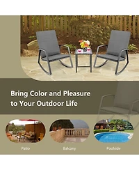Skonyon 3 Pieces Patio Rattan Rocking Furniture Set