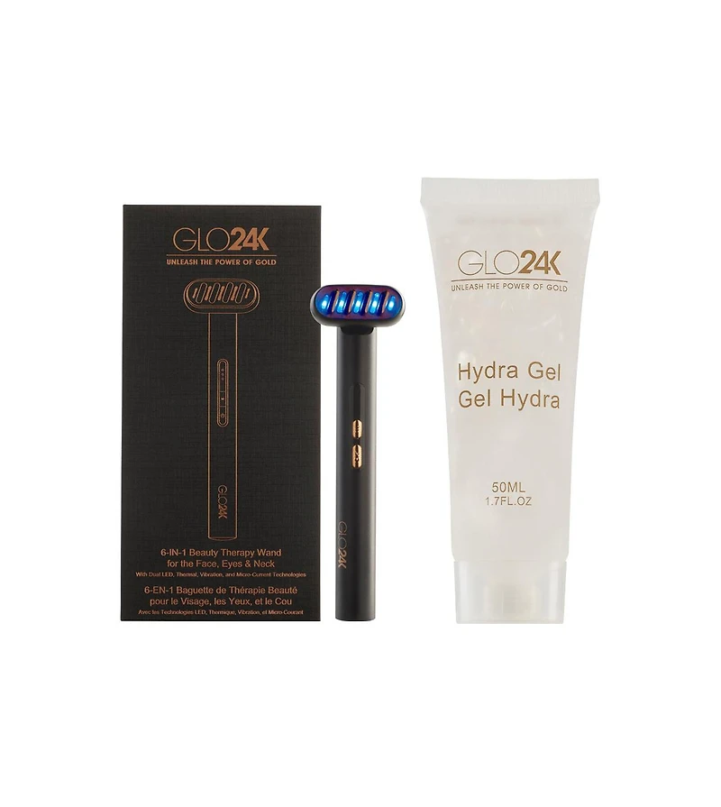 GLO24K 6-in-1 Beauty Therapy Wand +Conductive Hydra Gel