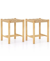 Sugift Dining Stool Set of 2 with Rubber Wood Frame
