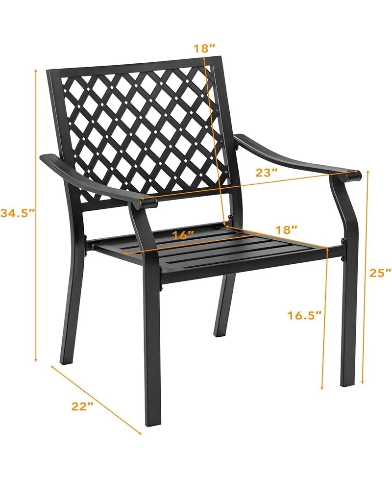 Sugift Set of 2 Patio Dining Chairs with Curved Armrests and Reinforced Steel Frame