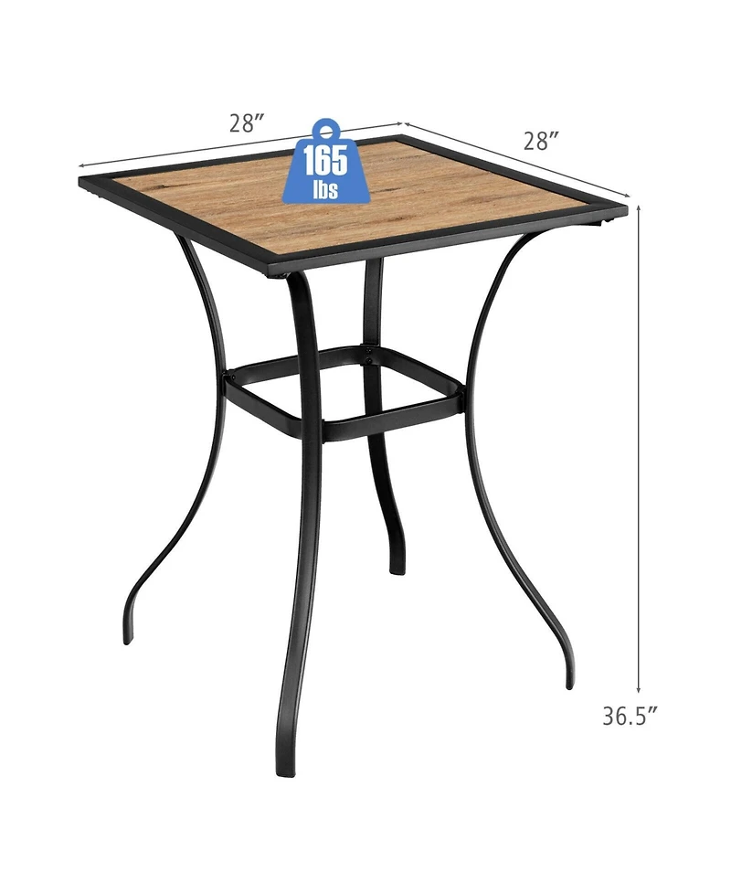 Sugift Patio Square Bar Table for Garden Backyard