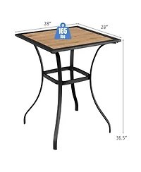 Sugift Patio Square Bar Table for Garden Backyard