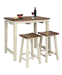 Sugift Counter Height Pub Table with 2 Saddle Bar Stools