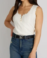 Sam Edelman Women's Slim Double-e Plaque Buckle Belt