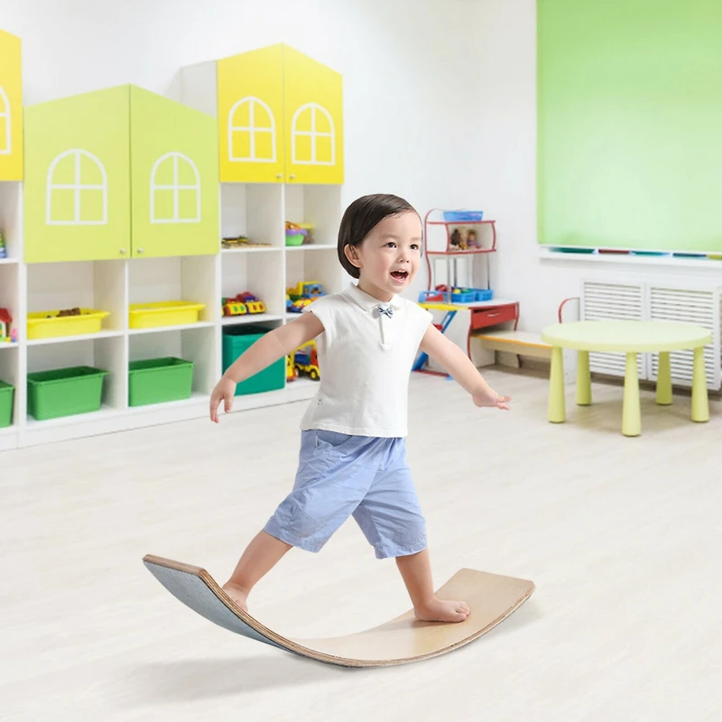 Wooden Wobble Balance Board Kids with Felt Layer