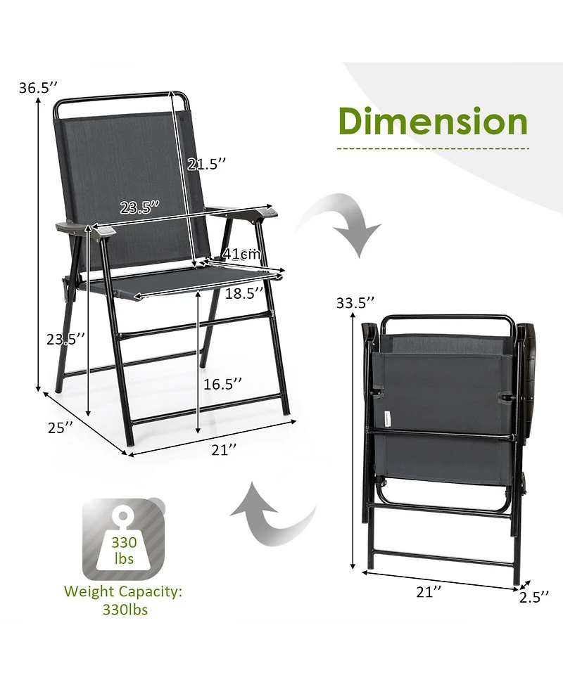 Sugift 4 Pieces Portable Outdoor Folding Chair with Armrest
