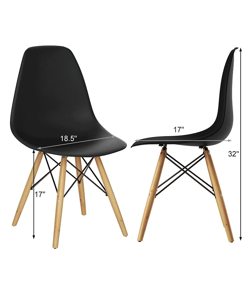 Inolait Set of 2 Mid-Century Modern Dsw Dining Side Chair