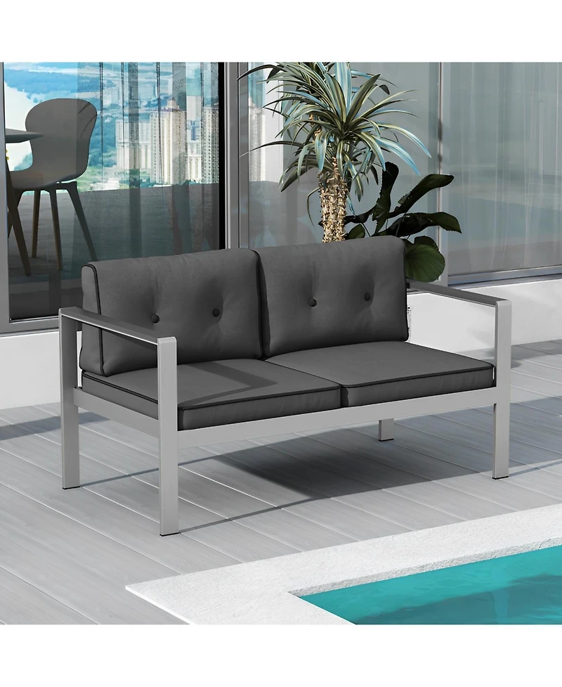 Vebreda Contemporary 2-Person Loveseat Chair with Wpc Armrests for Balcony Backyard Porch