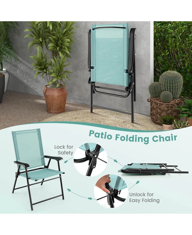 Sugift Patio Dining Chair Set of 2 with Armrests and Metal Frame